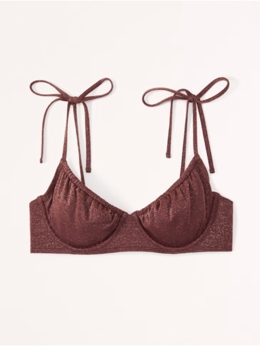 Abercrombie Tie Strap Brown Shimmer Underwire Bikini Top Large NWT